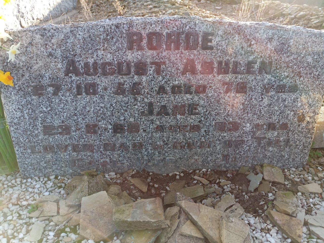 grave marker for August and Jane