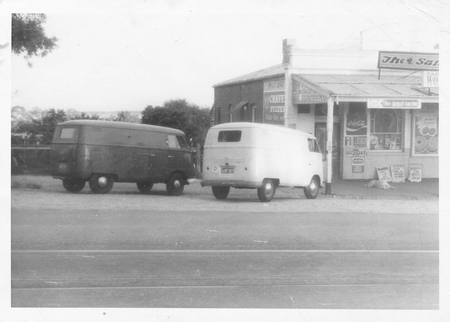 Barry's VW Kombi outside the shop, about 1970